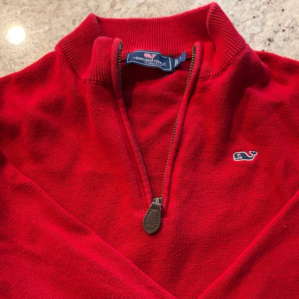 Vineyard Vines Boys Zip Up Red Sweater